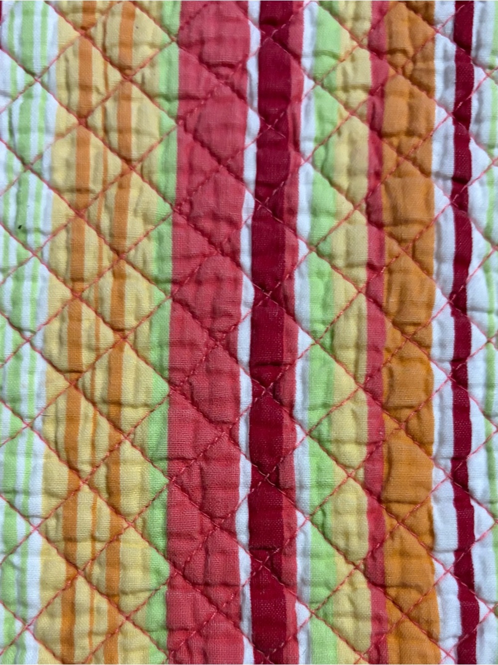 Quilted Striped/Coastal Reversible Placemats - 2 Pc Set - Shades of Coral/Lime - Picture 5 of 6